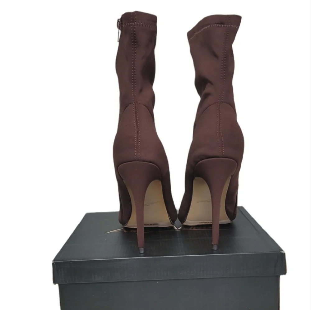 Fashion High Heeled Brown Booties Boots sz 9